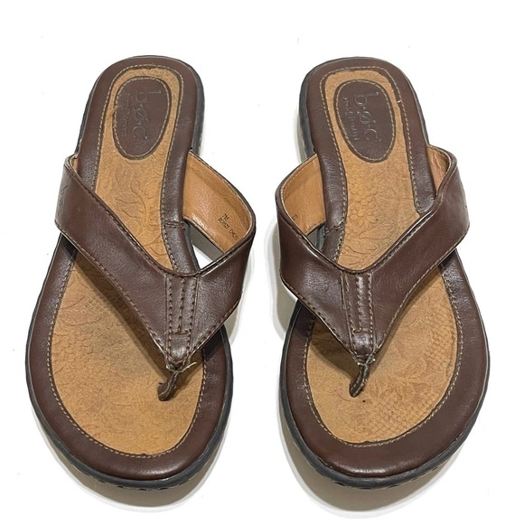Born Concept BOC Women Brown Faux Leather Slip On Sandals Size 7M - Picture 2 of 10
